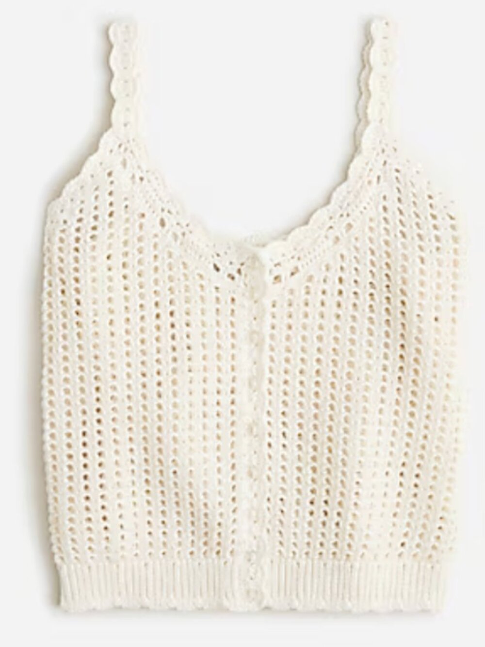 J CREW - Womens - Montauk Crochet Tank - XL - Cream